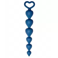 Синяя анальная цепочка Heart Ray - 17,5 см синий 