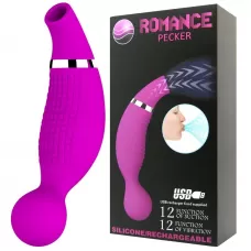 Двусторонний стимулятор Romance Pecker - с вибрацией и функцией всасывания лиловый 
