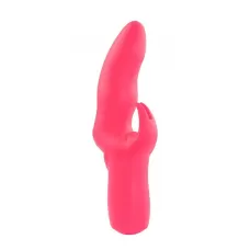 Розовый вибратор со стимулятором клитора MATES FANTASY RECHARGE VIBRATOR - 17 см розовый 