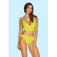 Эффектный женский комплект Neonia: топ и трусики лаймовый S-M