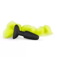 Черная анальная пробка с желтым хвостом Butt Plug With Tail черный с желтым 
