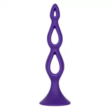 Фиолетовая анальная елочка Silicone Triple Probe - 14,5 см фиолетовый 