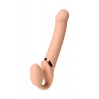Телесный безремневой вибрострапон Vibrating Bendable Strap-On - size L телесный 