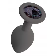 Серая анальная пробка с черным кристаллом Gamma-M - 8,1 см серый с чёрным 