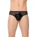 Мужские трусы-стринги из сетки и материала wet-look черный M-L