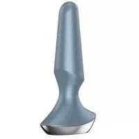 Серая анальная пробка с вибрацией Satisfyer Plug-ilicious 2 - 14 см серый 