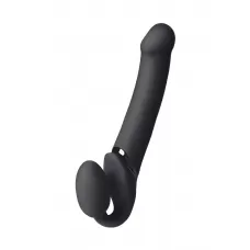 Черный безремневой вибрострапон Vibrating Bendable Strap-On - size L черный 
