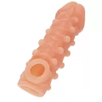 Телесная закрытая насадка с шариками Cock Sleeve 010 Size S - 13,8 см телесный 