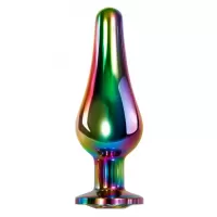 Радужная анальная пробка Rainbow Metal Plug Small - 9,4 см разноцветный 