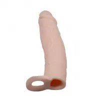 Насадка на пенис с кольцом для мошонки - 18 см телесный 