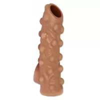 Телесная насадка с бугорками и открытой головкой Nude Sleeve S - 10 см телесный 