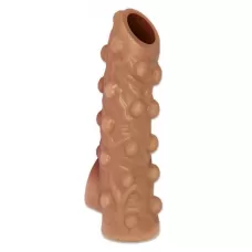 Телесная насадка с бугорками и открытой головкой Nude Sleeve S - 10 см телесный 