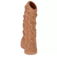 Телесная насадка с венками и открытой головкой Nude Sleeve S - 10 см телесный 