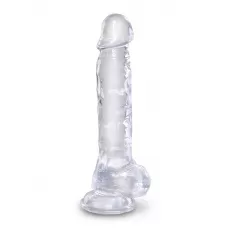 Прозрачный фаллоимитатор 8  Cock with Balls - 22,2 см прозрачный 