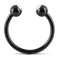 Черное металлическое кольцо под головку со стразами Glans Ring черный 