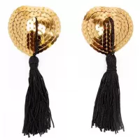 Золотистые пэстисы-сердечки с черными кисточками золотистый с черным 