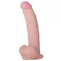 Реалистичный изогнутый телесный фаллоимитатор на присоске  №58 - 22 см телесный 