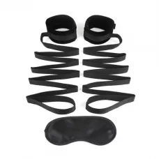 Чёрные манжеты для фиксации на кровати Bondage Bed Strap черный 