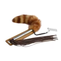 Плеть-щекоталка с натуральным пушистым хвостиком коричневый 