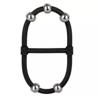 Черное эрекционное кольцо с бусинами Steel Beaded Dual Silicone Maximizer черный 