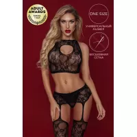 Сексуальный костюм-сетка Olivia черный S-M-L