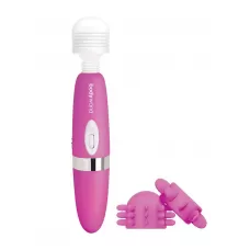 Розовый ротационный жезловый вибратор с двумя насадками 360° Spinning Head Wand Massager Set розовый 