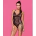 Очаровательное боди-стринг из гипюра с цветочным рисунком черный L-XL