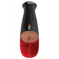 Мастурбатор-вагина в колбе с вибрацией Fuck-O-Matic Pro XL черный с бежевым 