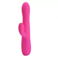 Розовый вибратор Douglas с клиторальным отростком и функцией расширения - 24,9 см розовый 