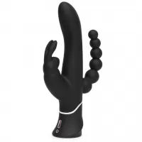 Черный перезаряжаемый вибратор Triple Curve Rechargeable Rabbit Vibrator - 25,4 см черный 