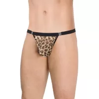Сексуальные трусы-стринги с анималистическим принтом серый леопард S-M-L
