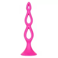 Розовая анальная елочка Silicone Triple Probe - 14,5 см розовый 