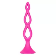 Розовая анальная елочка Silicone Triple Probe - 14,5 см розовый 