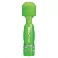 Светящийся в темноте жезловый мини-вибратор с кристаллами Mini Massager Glow In The Dark молочный 