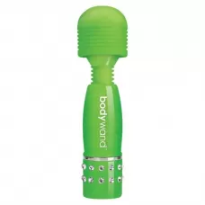 Светящийся в темноте жезловый мини-вибратор с кристаллами Mini Massager Glow In The Dark молочный 