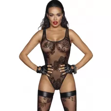 Боди с узорчатой вышивкой из флока Tulle body with patterned flock embroidery черный L