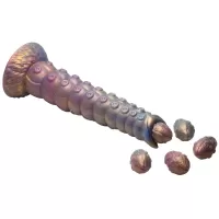 Фантазийный фаллоимитатор Deep Invader Tentacle Ovipositor Silicone Dildo with Eggs - 22,9 см разноцветный 