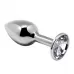 Серебристая анальная втулка с прозрачным кристаллом Mini Metal Butt Plug Size L - 9 см прозрачный 