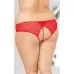 Кружевные трусики с интимным доступом, обрамлённым стразами красный XL