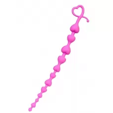 Розовая силиконовая анальная цепочка Long Sweety - 34 см розовый 