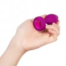 Ярко-розовая анальная вибровтулка с кристаллом Vibrating Jewel Plug S/M - 10 см ярко-розовый 
