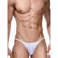 Мужские трусы-стринги с легкой рюшевой отделкой белый L-XL