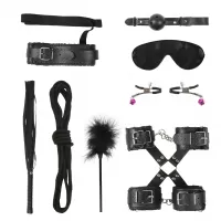 Стильный набор из 10 черных BDSM-девайсов черный 