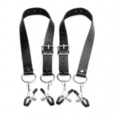 Ремни с зажимами для половых губ Spread Labia Spreader Straps with Clamps черный с серебристым 