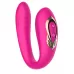 Розовый U-образный вибратор с вращающейся вагинальной частью розовый 