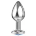 Большая серебристая анальная пробка Diamond Light blue Sparkle Large с голубым кристаллом - 8 см нежно-голубой 