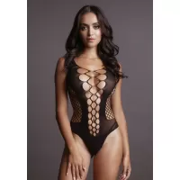 Пикантное боди Contrast Fence Net Teddy черный S-M-L