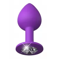 Фиолетовая анальная пробка со стразом Her Little Gem Medium Plug - 8,3 см фиолетовый 