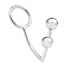 Кольцо на пенис с анальным стимулятором Two Bead Stainless Steel Anal Hook   Cock Ring серебристый 