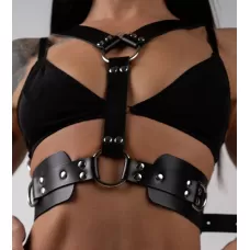 Черная кожаная двусторонняя портупея черный 